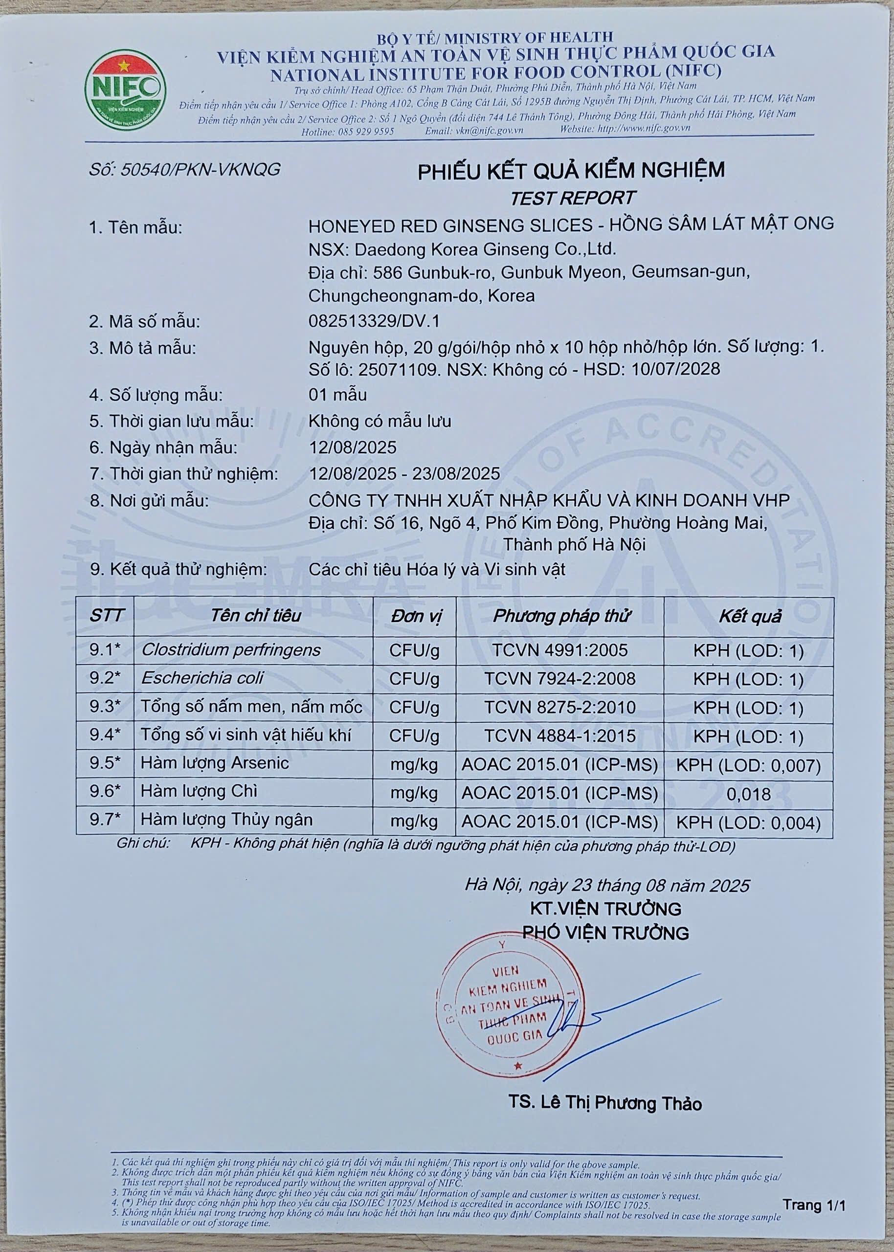 Kiểm nghiệm hồng sâm lát mật ong Kiểm nghiệm hồng sâm lát mật ong
