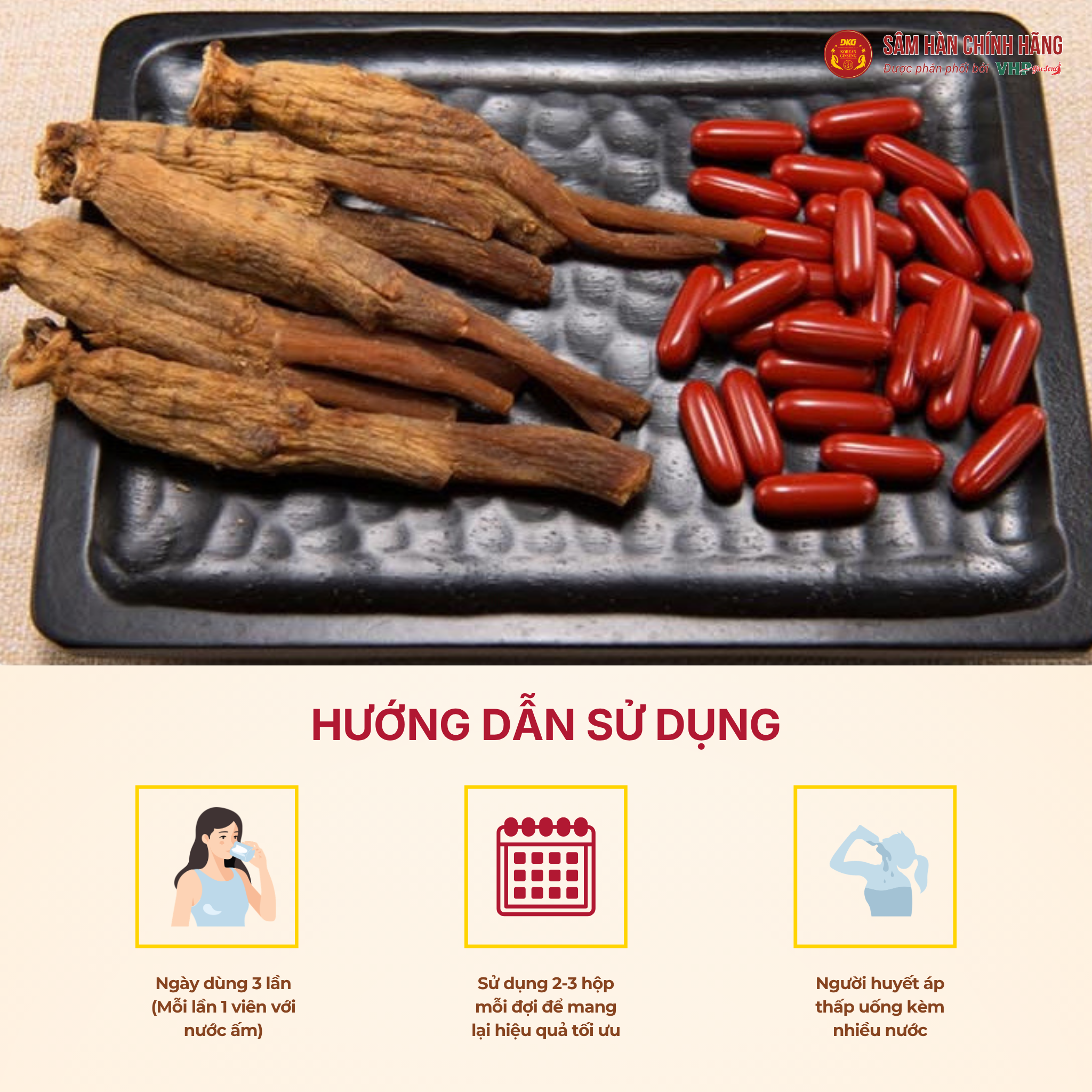 Viên hồng sâm cao cấp Hàn Quốc 2 Viên hồng sâm cao cấp Hàn Quốc (Korea Red Ginseng Capsule Premium) 830mg*120 viên/hộp