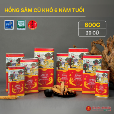 Hồng sâm củ khô 6 năm tuổi (Korean Red Ginseng 6Y 20 Root) 600g/hộp
