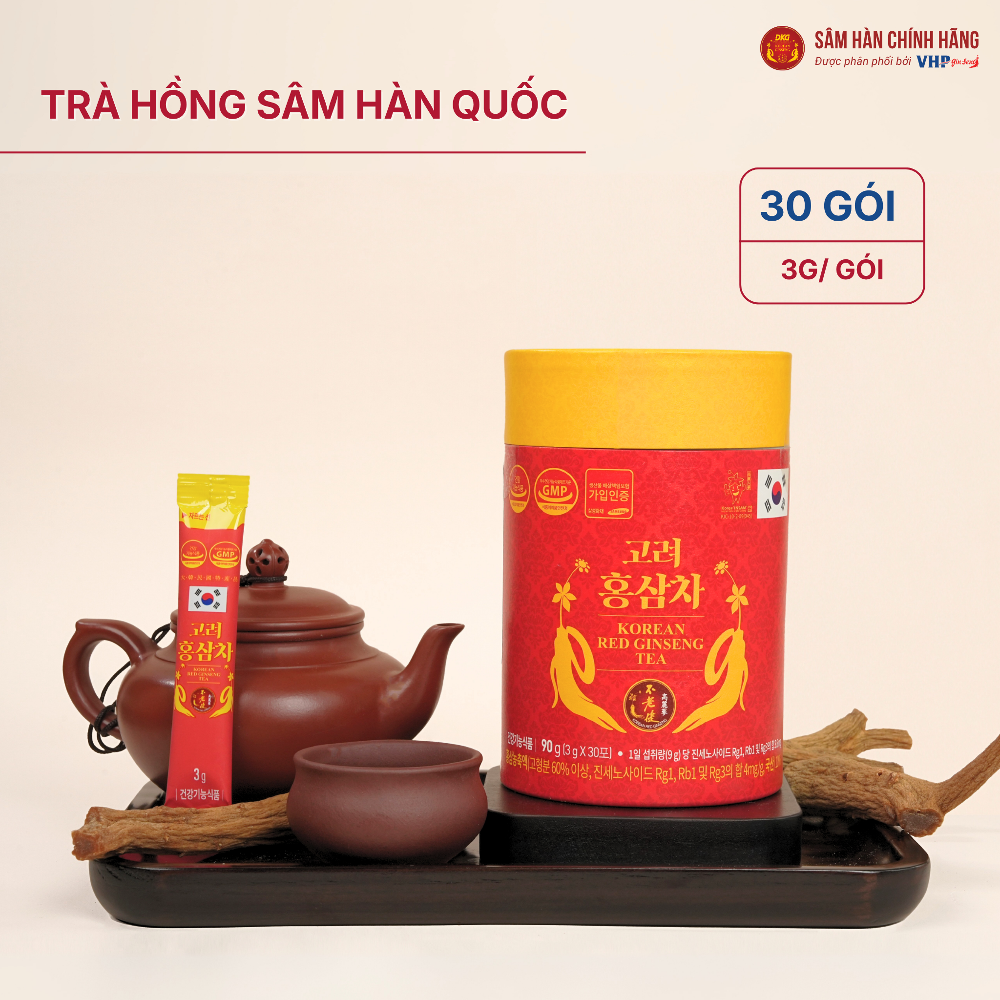 Trà hồng sâm 30 stick Trà Hồng Sâm (Korean Red Ginseng Tea) Hàn Quốc 3g*30gói/hộp