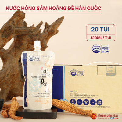 Nước Hồng Sâm Hoàng Đế Hàn Quốc (Hongsamjin Bichaek Hwangje - Korean Red Ginseng Extract) 120ml*20gói/hộp