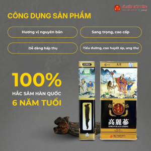 Hắc sâm Hàn Quốc (Korean black ginseng 6Y 6-10 Root) Dạng củ 150g/hộp