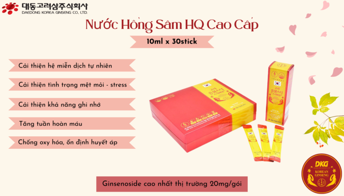 Nước hồng sâm Hàn Quốc cao cấp: Sức khỏe tràn đầy, tinh thần minh mẫn