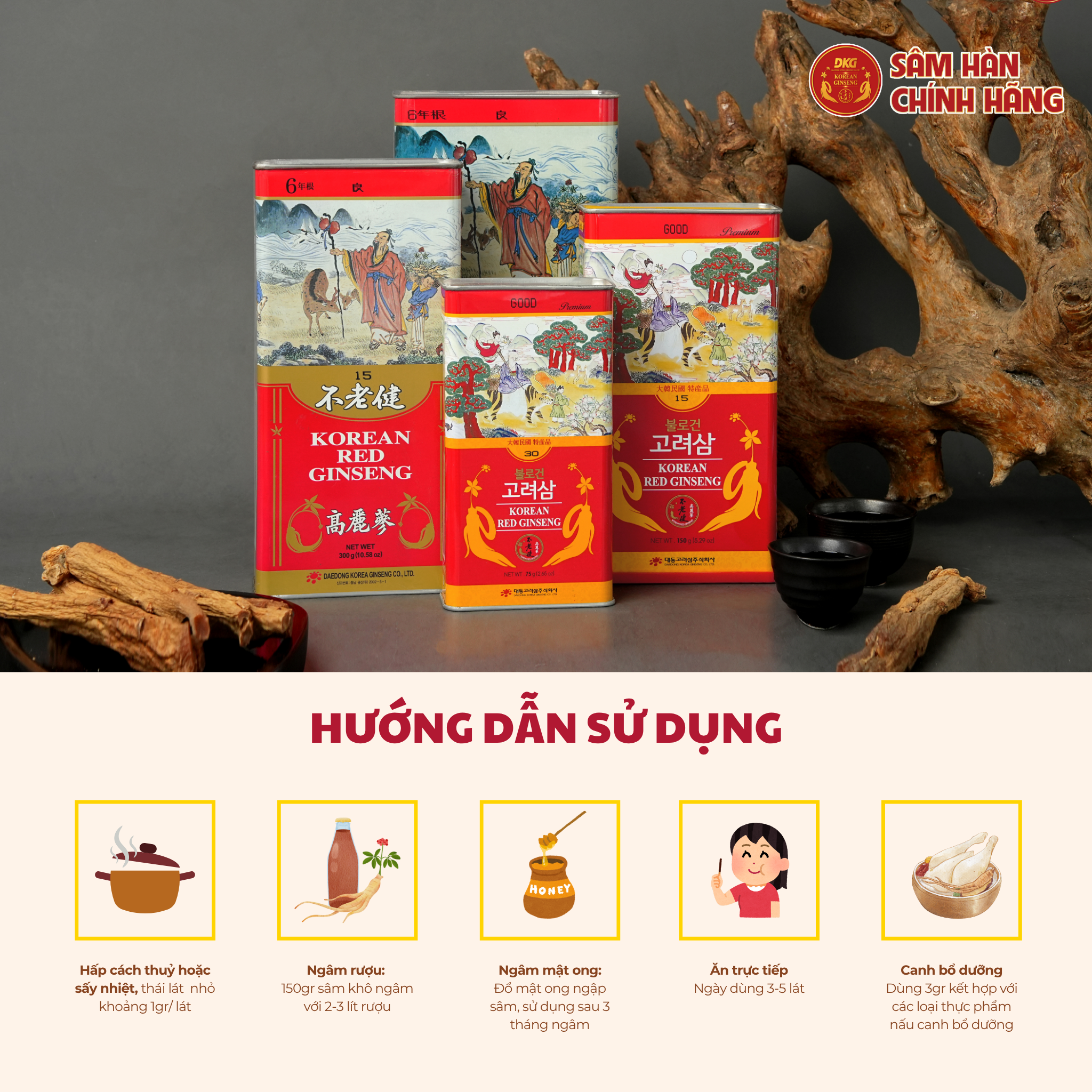 Hồng sâm củ khô Hàn Quốc 75g Premium số 30 (5 củ) – Daedong - 2 Hồng sâm củ khô Hàn Quốc 75g Premium số 30 (5 củ) – Daedong