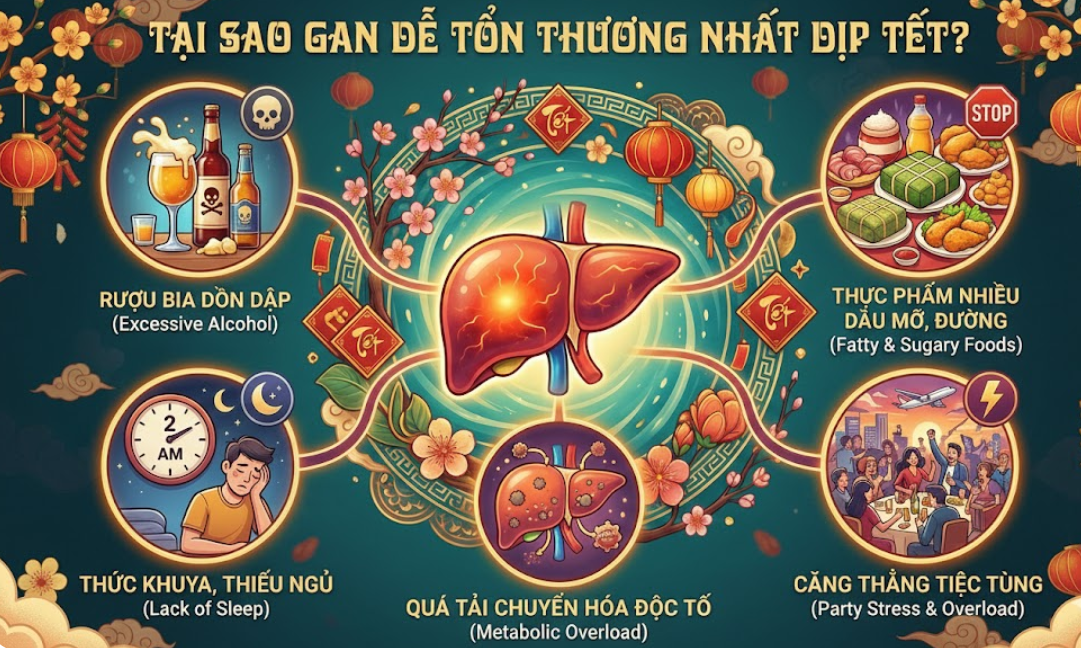 Tại sao gan dễ tổn thương nhất trong dịp Tết Nguyên Đán? Tại sao gan dễ tổn thương nhất trong dịp Tết Nguyên Đán?