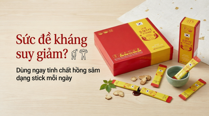 Sức đề kháng suy giảm? Dùng ngay tinh chất hồng sâm dạng stick mỗi ngày