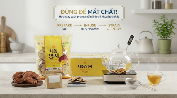 Đừng để mất chất! Học ngay cách pha trà nấm linh chi khoa học nhất