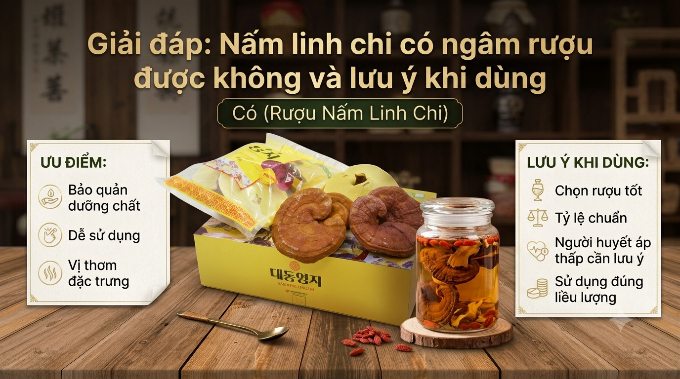 Giải đáp: Nấm linh chi có ngâm rượu được không và lưu ý khi dùng Giải đáp: Nấm linh chi có ngâm rượu được không và lưu ý khi dùng